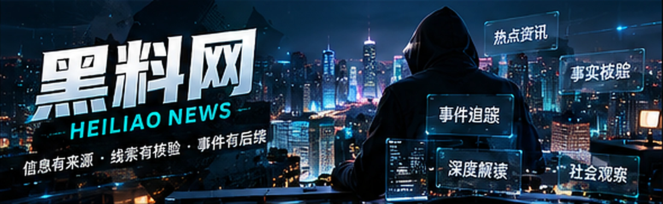 黑青色抽象资讯内容视觉